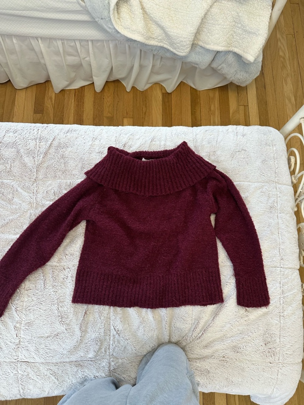 Women's Off-Shoulder Neck Sweater - Burgundy